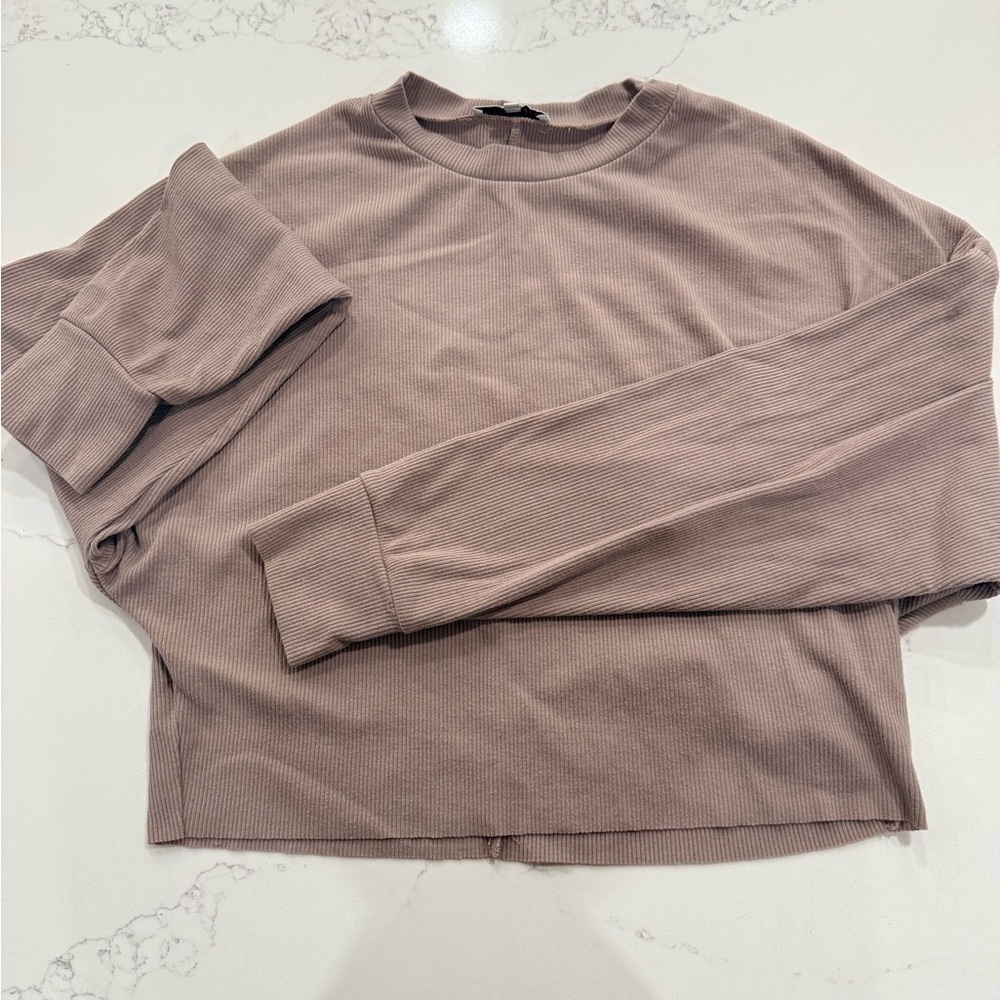 Women's Long Sleeve Ribbed Tee - Dusty Mauve